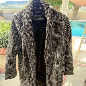 Black and White Plaid Coat